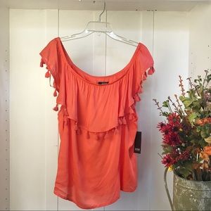 a.n.a. Bright Orange Boho tassel Top - NWT